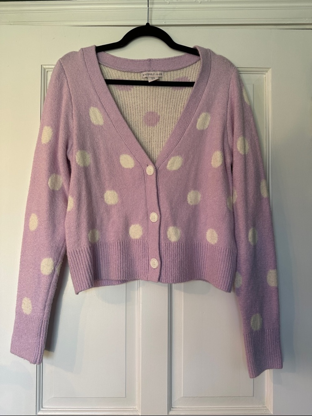 Sincerely Jules Lavender Polka Dot Cardigan Size M
